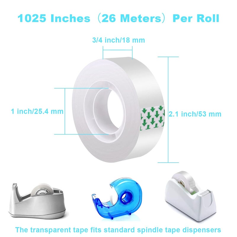 DHOOZ Clear Tape 16 Rolls - Transparent Gift Wrapping Tape Refills, Premium Adhesive for Gifts, Office Tapes Bulk, Desk & Home Supplies - Gift Wrap Tape Rolls - Image 3